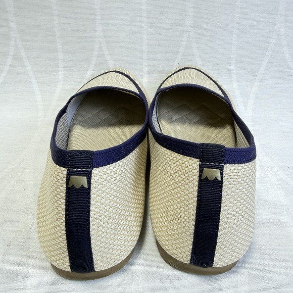 Birdies The Blackbird Eggshell/Navy Piping Knitted Flat Loafers Size 9 - Picture 6 of 9